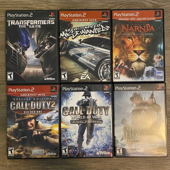 Lot of 6 PlayStation 2 PS2 Video Game Lot - Transformers, CoD2, CoD WaW, Etc